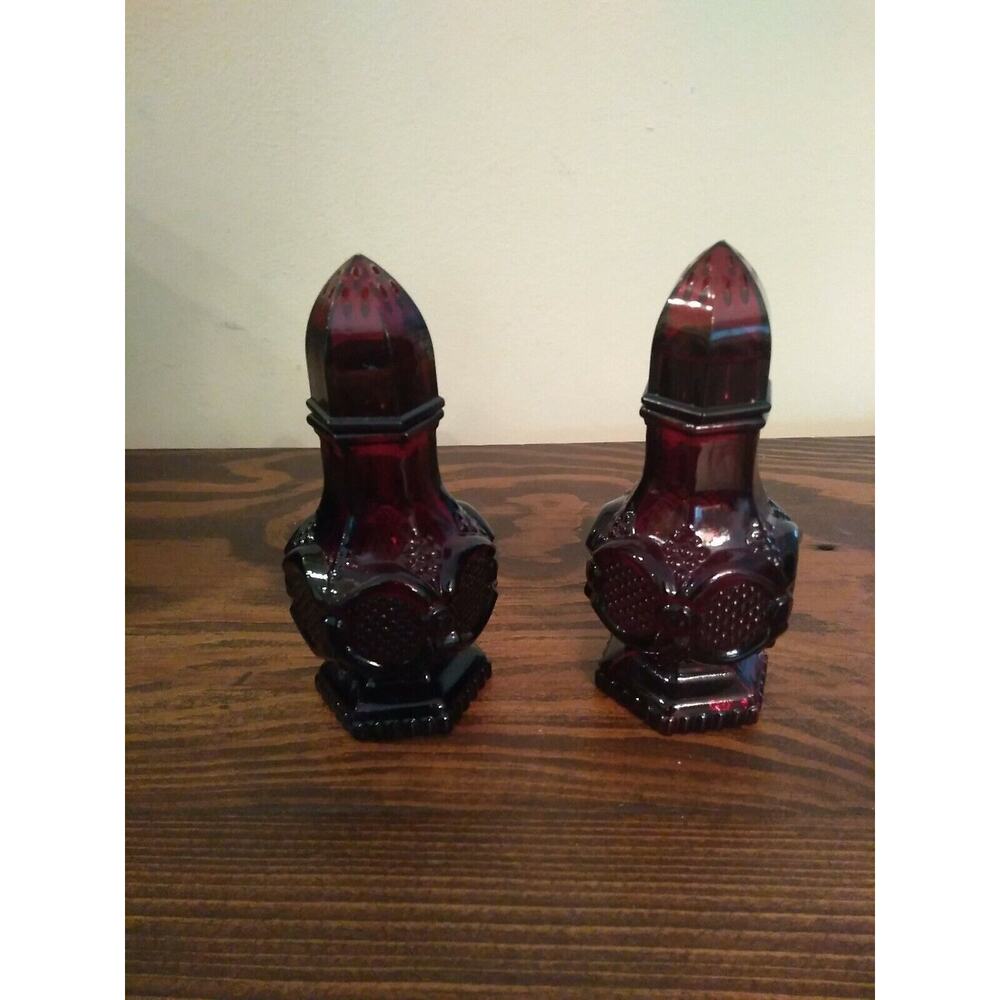 Vintage Avon 1978 Cape Cod Collection Ruby Red Glass JUST Salt Shakers